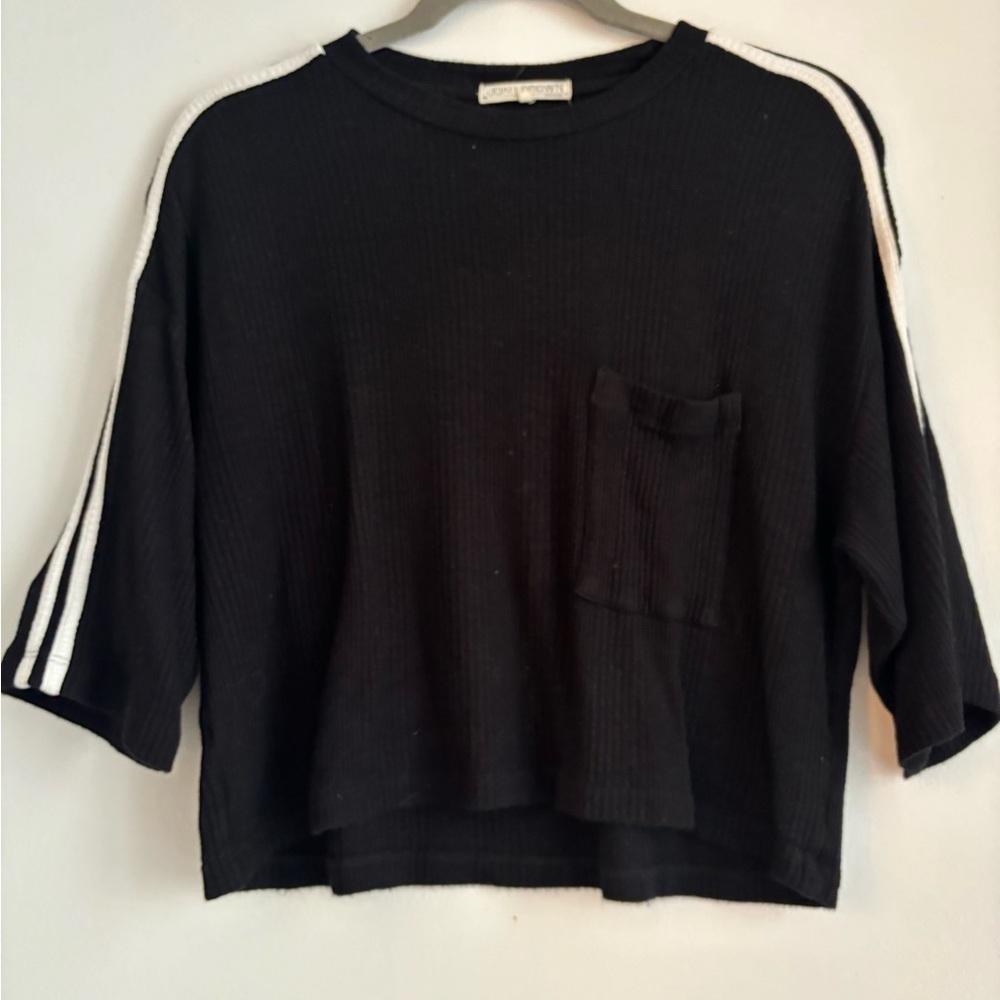 Joah Brown Black top with White stripes S/M